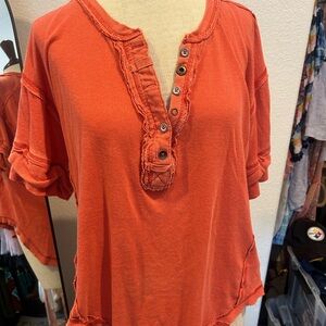 Women's We The Free Orange Button-Up Top
